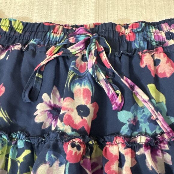 AEROPOSTALE Floral Skirt Medium Blue Summer Casual Women's Flowy Spring - Picture 3 of 7